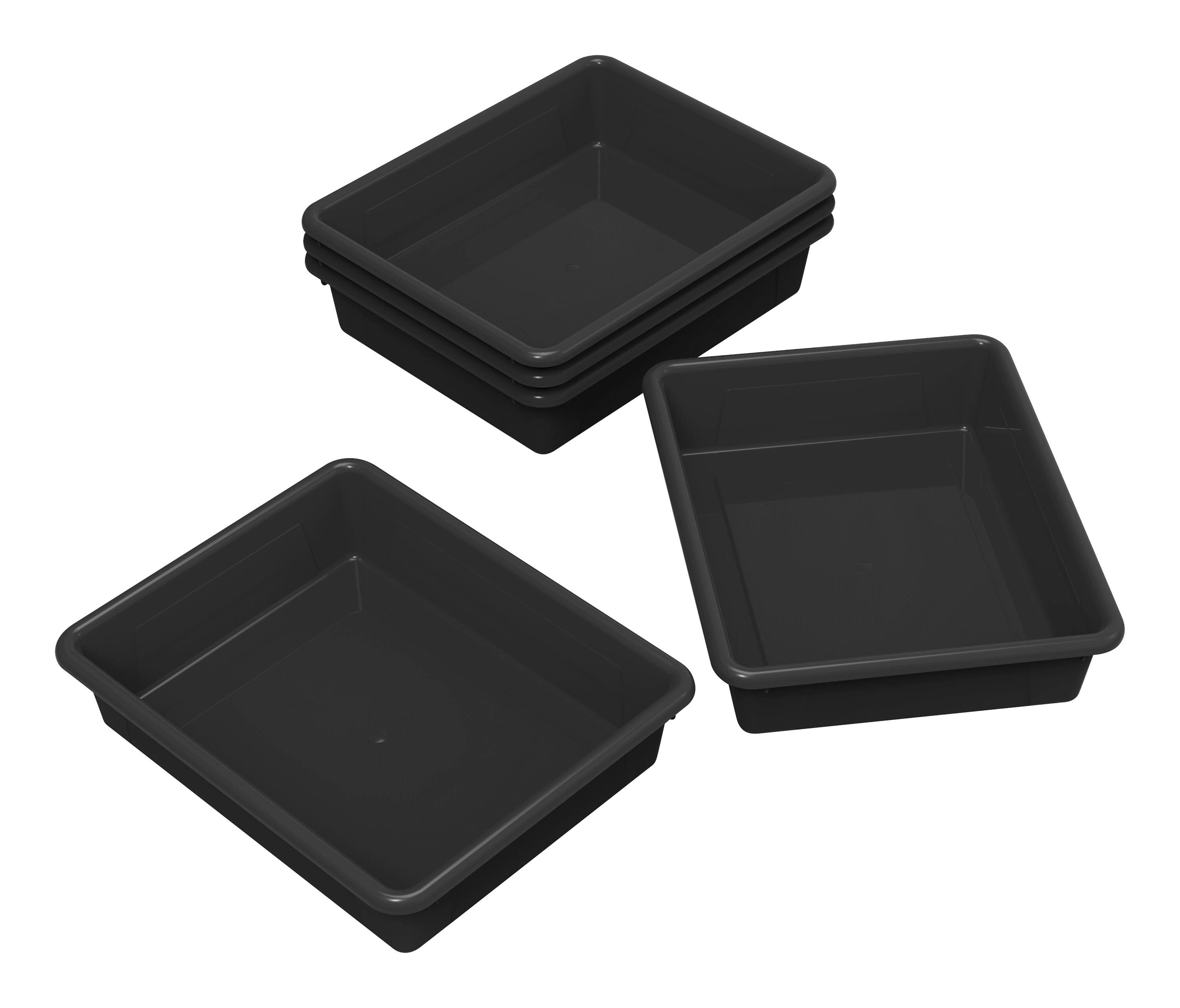School Smart Storage Tray, Letter Size, 10-3/4 x 13-1/4 x 3 Inches, Black, Pack of 5 2012815